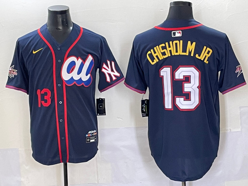 Men 2025 New York Yankees #13 Chisholm Jr Drak Blue All star Blank Blue Nike MLB Jersey style 001->new york yankees->MLB Jersey